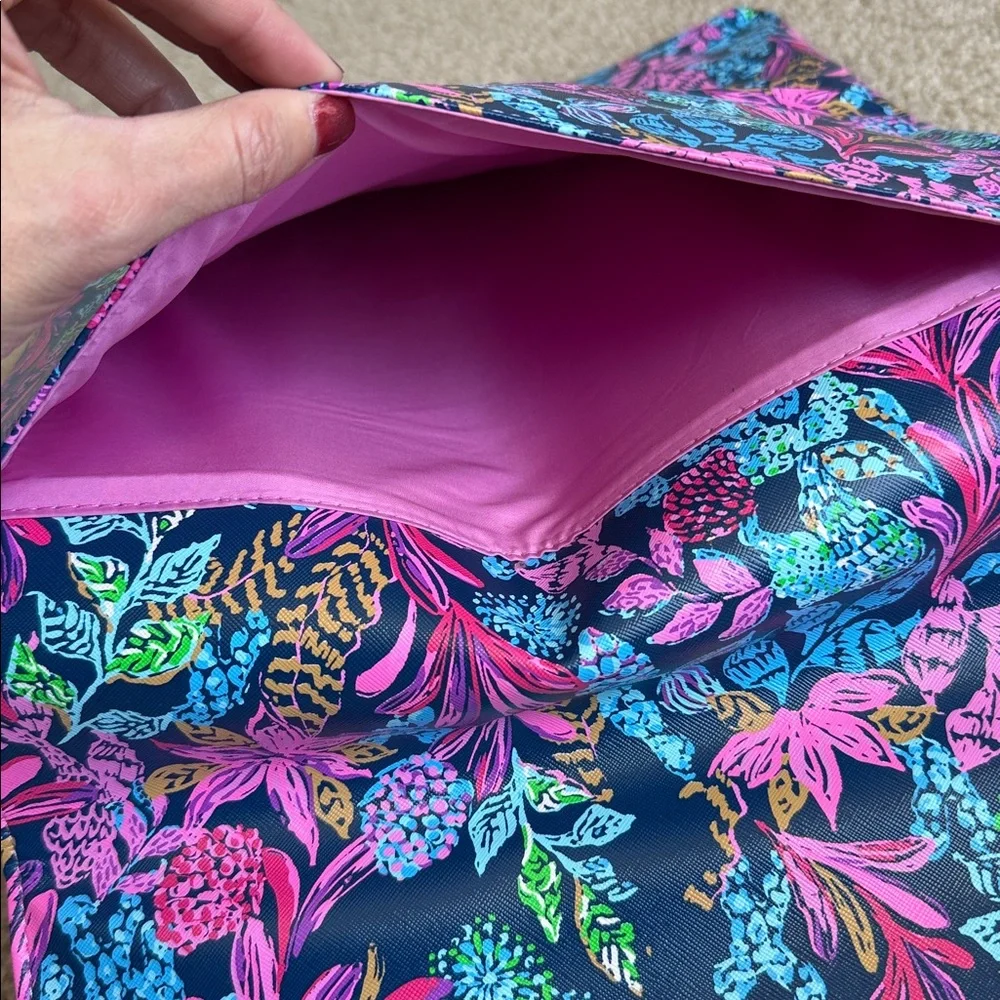 Lilly Pulitzer laptop iPad 14” computer case pink blue gold calypso coast